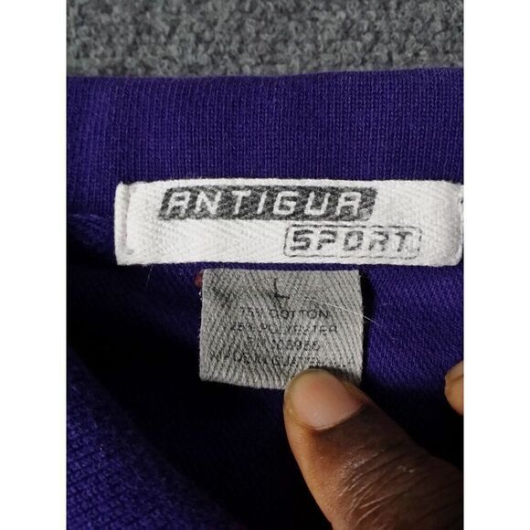 TCU Horned Frogs Polo Men Sz L Antigua Purple‎ Embroidered Casual Sportswear - Picture 6 of 7